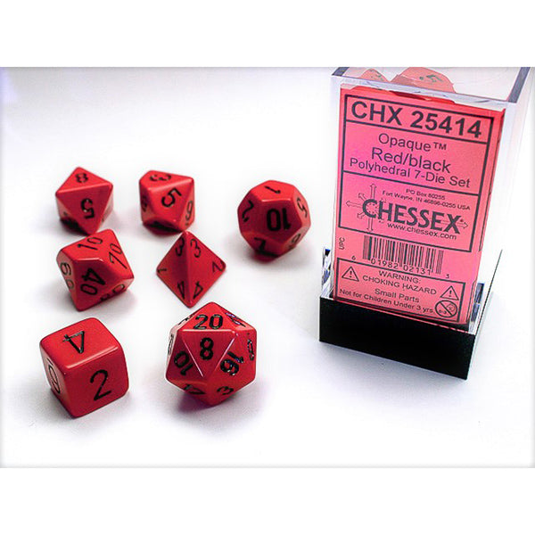 Chessex - Opaque Polyhedral 7 Dice Set Red w/Black