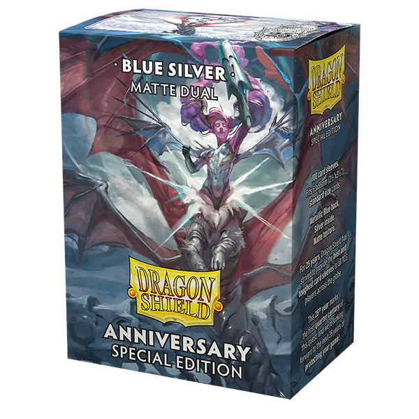 Dragon Shield - Dual Matte Standard Size Sleeves Anniversary Special Cobalt & Silver